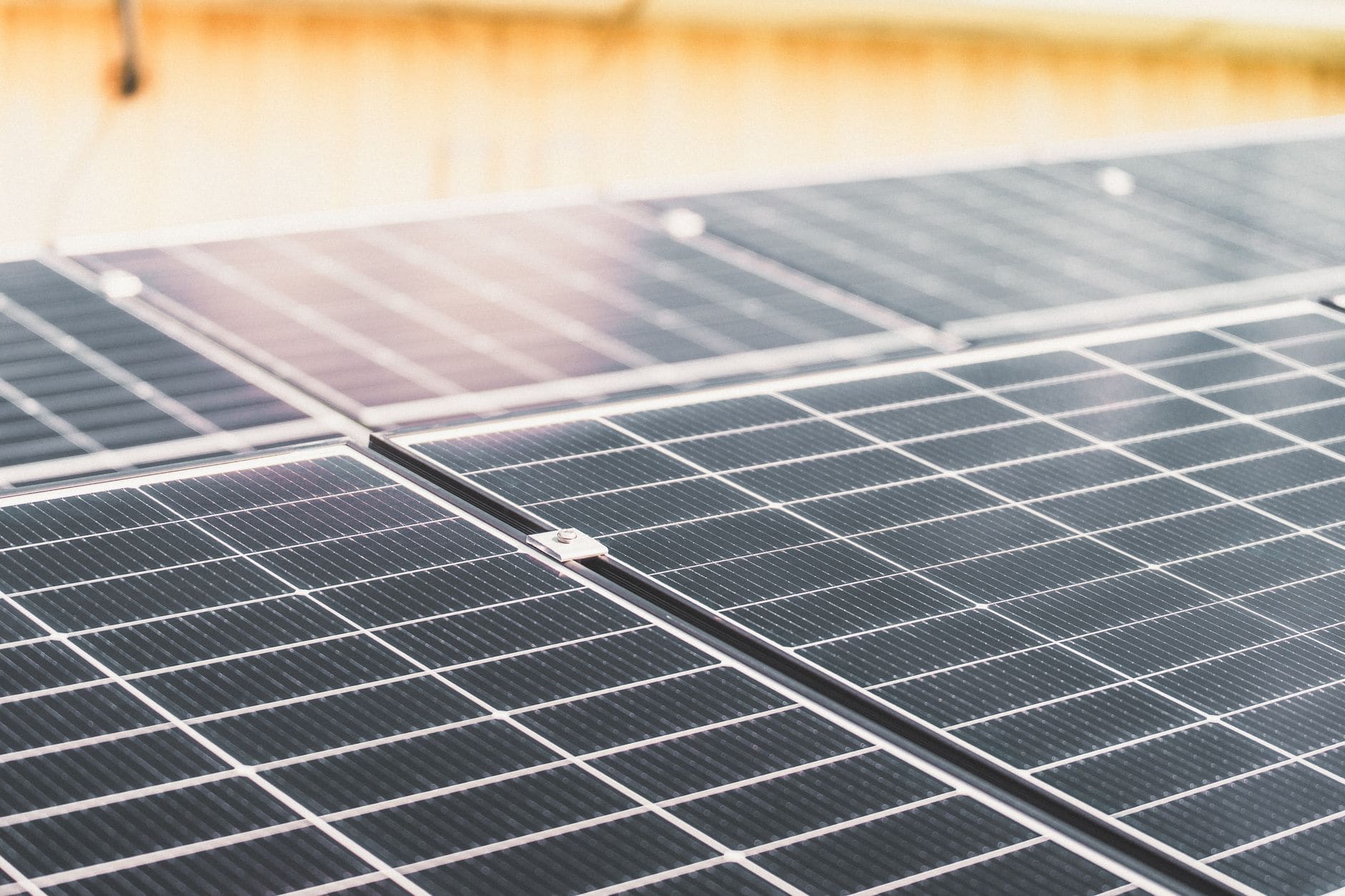 The cell grid of a solar panel, close up